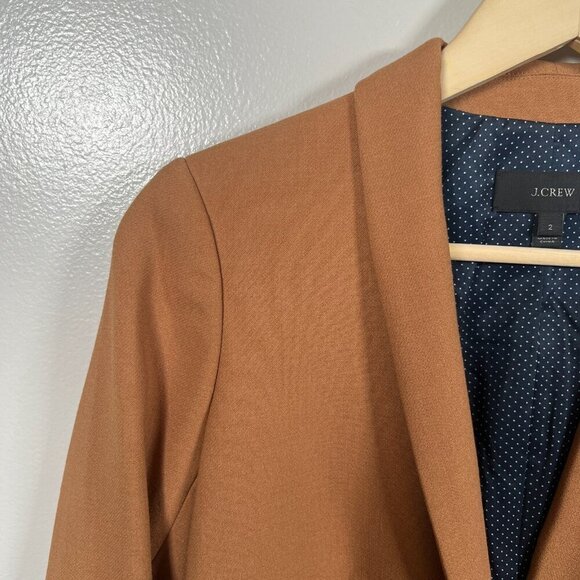J.Crew Parke Bi Stretch Blazer Jacket Size 2 Camel Brown Career Work Business - Picture 4 of 11